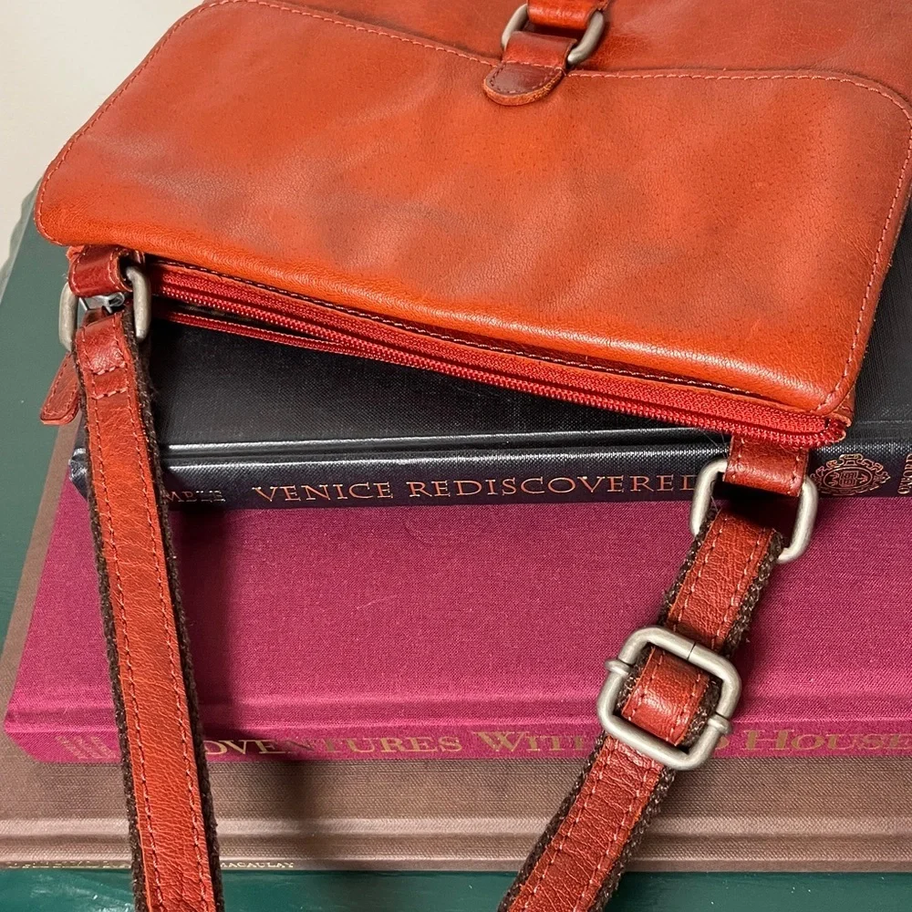 Jack Georges Genuine Leather Burnt Brown‎ Voyager Wallet on String Crossbody Bag